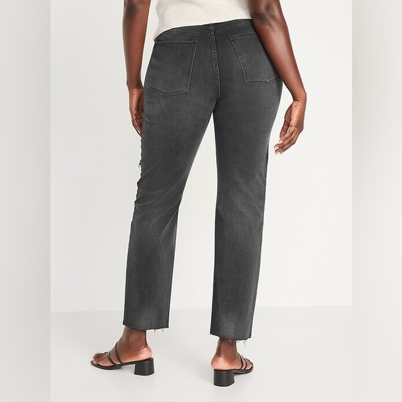 Old Navy Mid-Rise Boyfriend Straight Ripped Black, Gray Jeans, Size 10 - Picture 4 of 16